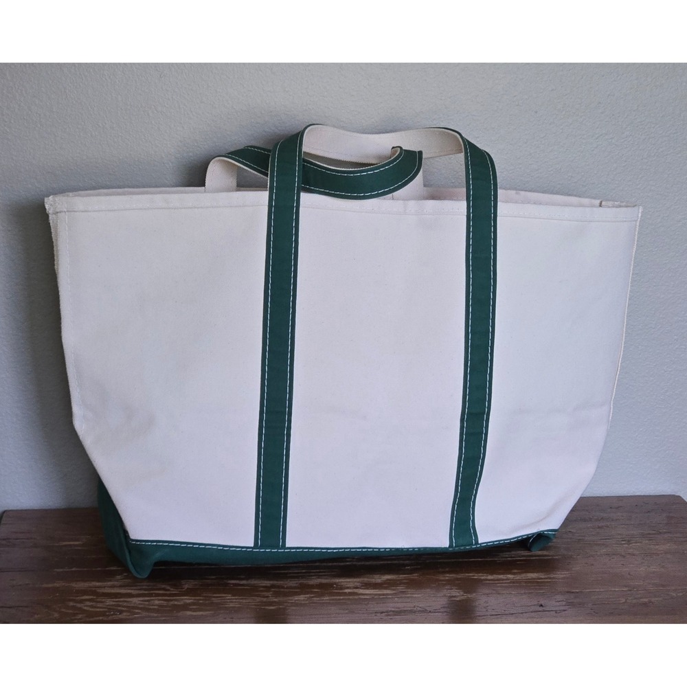 L.L.Bean Boat and Tote Bag Canvas Green X-Large Made in USA 112637